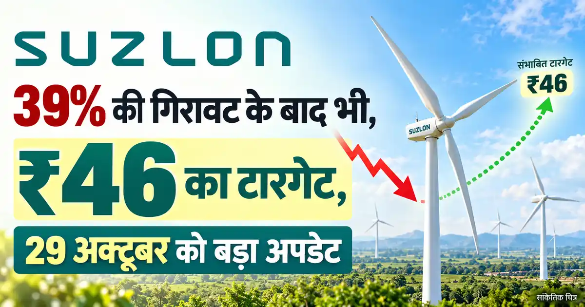 Suzlon Energy में 39% की गिरावट के बाद भी, एक्सपर्ट ने दिया ₹46 का टारगेट, 29 अक्टूबर को बड़ा अपडेट...